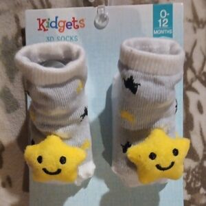 Kidgets Yellow Star Baby Socks with White Base